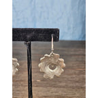 Textured Silver-Tone Floral Heart Dangle Earrings Vintage Style