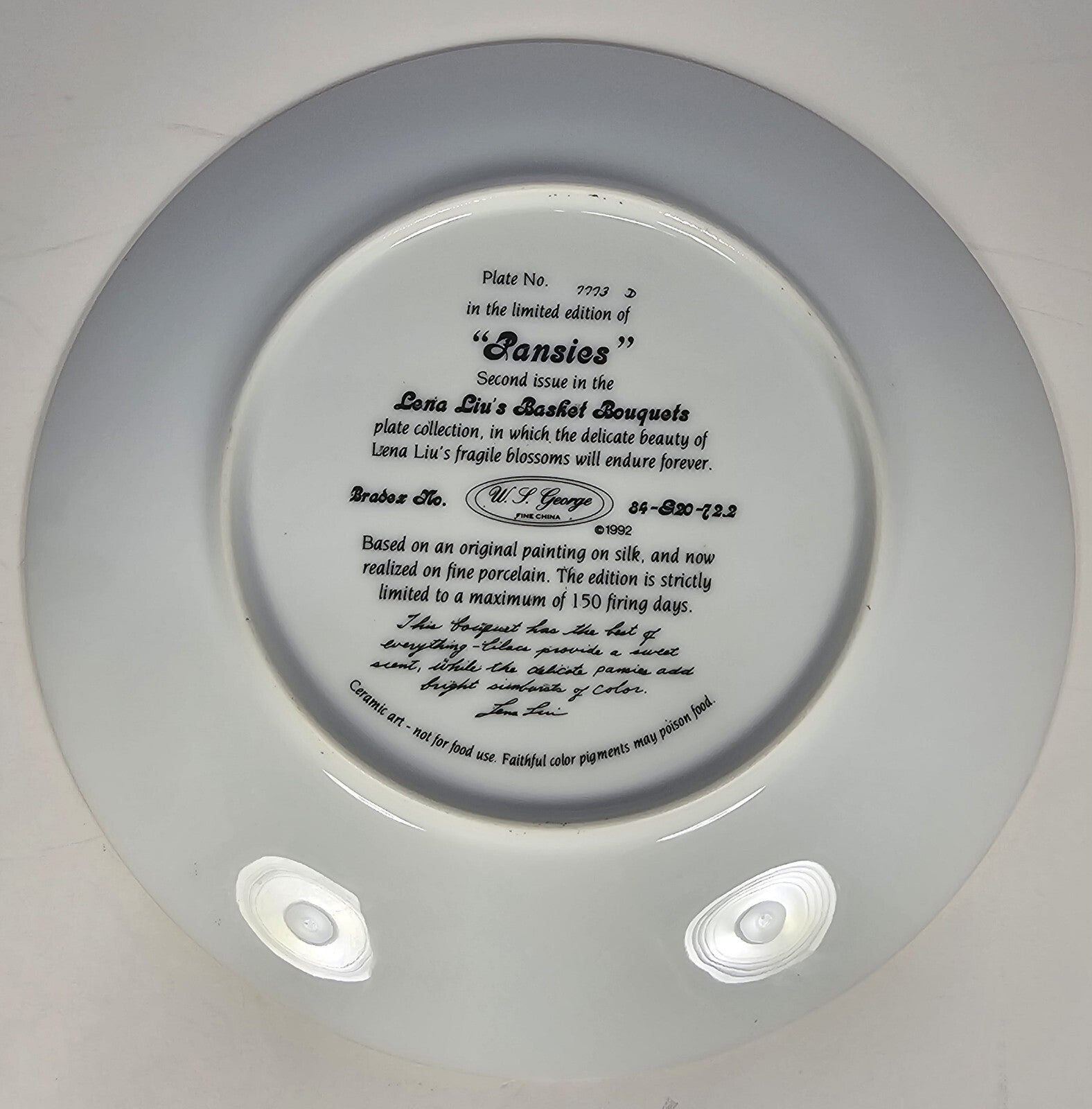 Lena Liu Collector Plate 7773D – W.L. George Bradford Exchange China