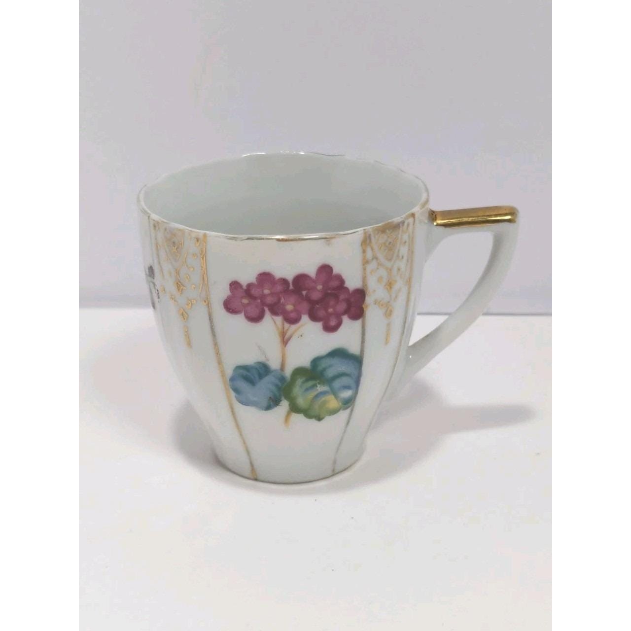Ucagco Mini Tea Cup Occupied Japan Floral Gold Trim
