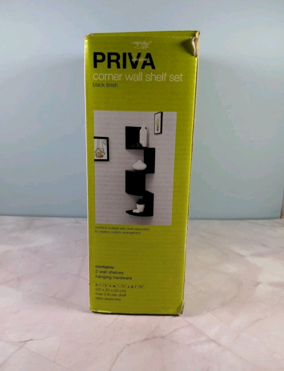 Kiera Grace Priva Set of 2 Black Corner Shelves 7 3/4" Tall by AZ Home & Gifts