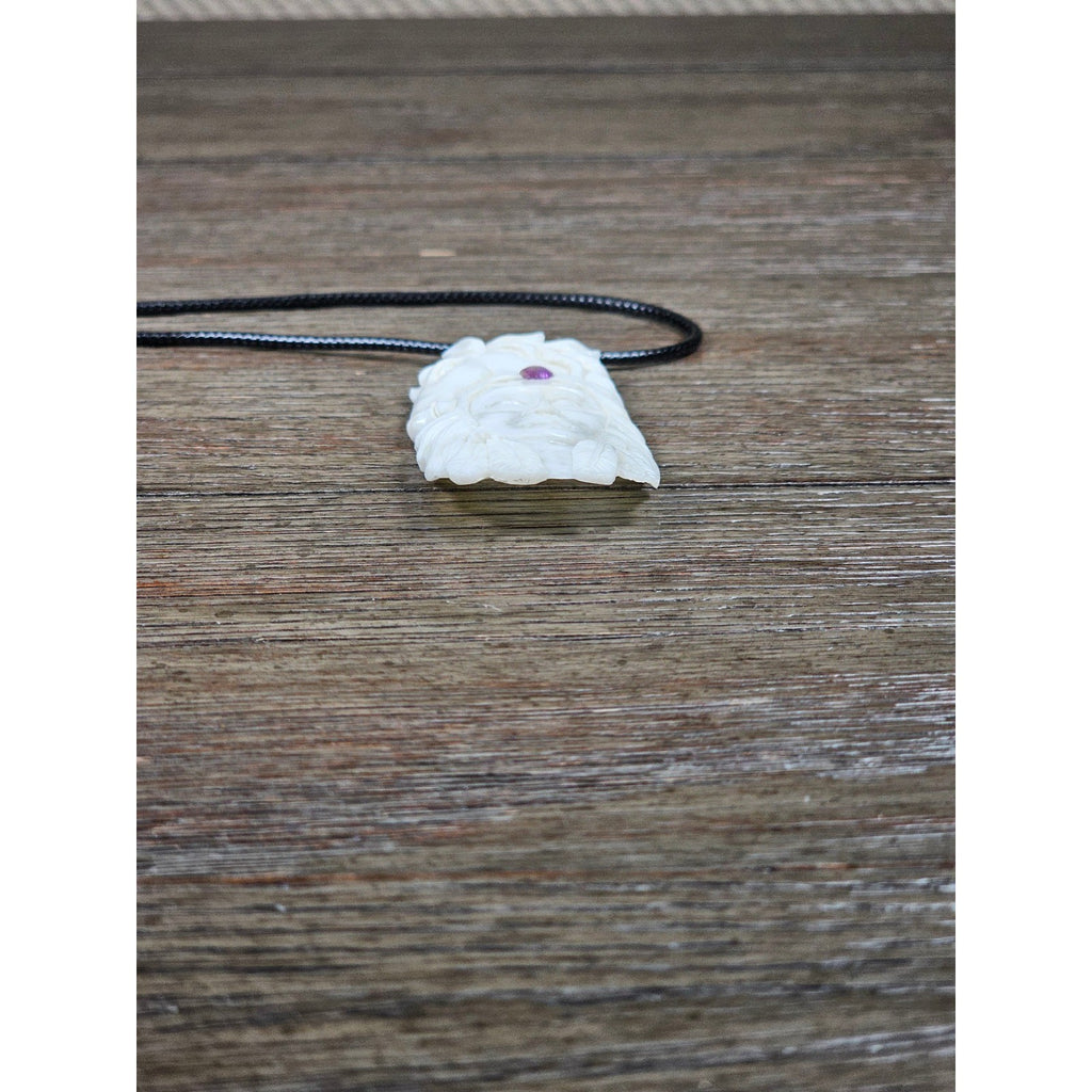 Vintage Buffalo Bone Carved Pendant Necklace Native Style 2.5 Inch