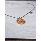 Vintage Oval Art Pendant Necklace Boho Goat Image Brass Tone