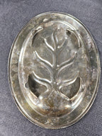 Vintage Silverplate Oval Well & Tree Meat Serving Platter Tray 15.5" x 11.5"