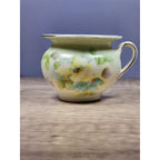 Vintage Porcelain Floral Mini Pitcher Yellow Flowers Gold Trim