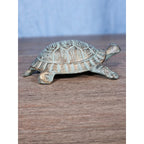Cast Iron Turtle Decor Tabletop Accent Green Patina Coastal Figurine