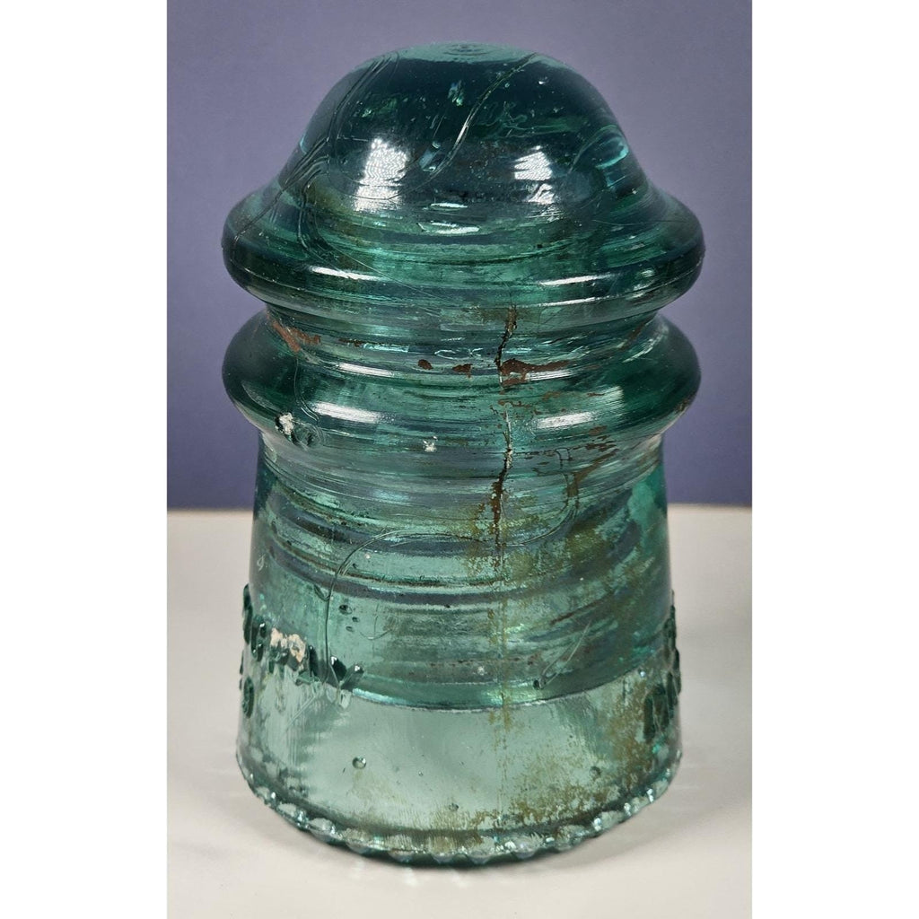 Vintage Hemingray No 9 Glass Insulator Aqua Patent May 2 1893