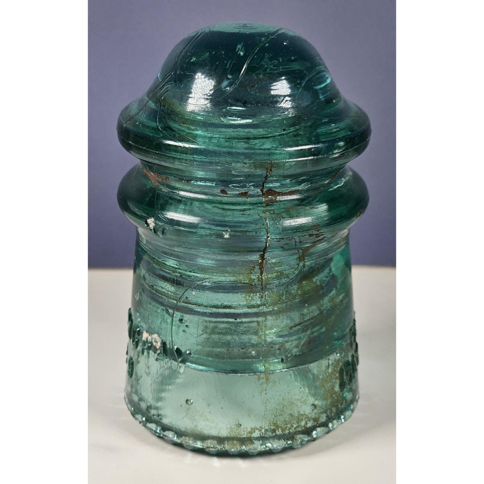 Vintage Hemingray No 9 Glass Insulator Aqua Patent May 2 1893