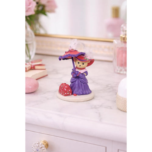 Hamilton Collection Happy Hatters Bear Figurine Purple Dress Umbrella 6"