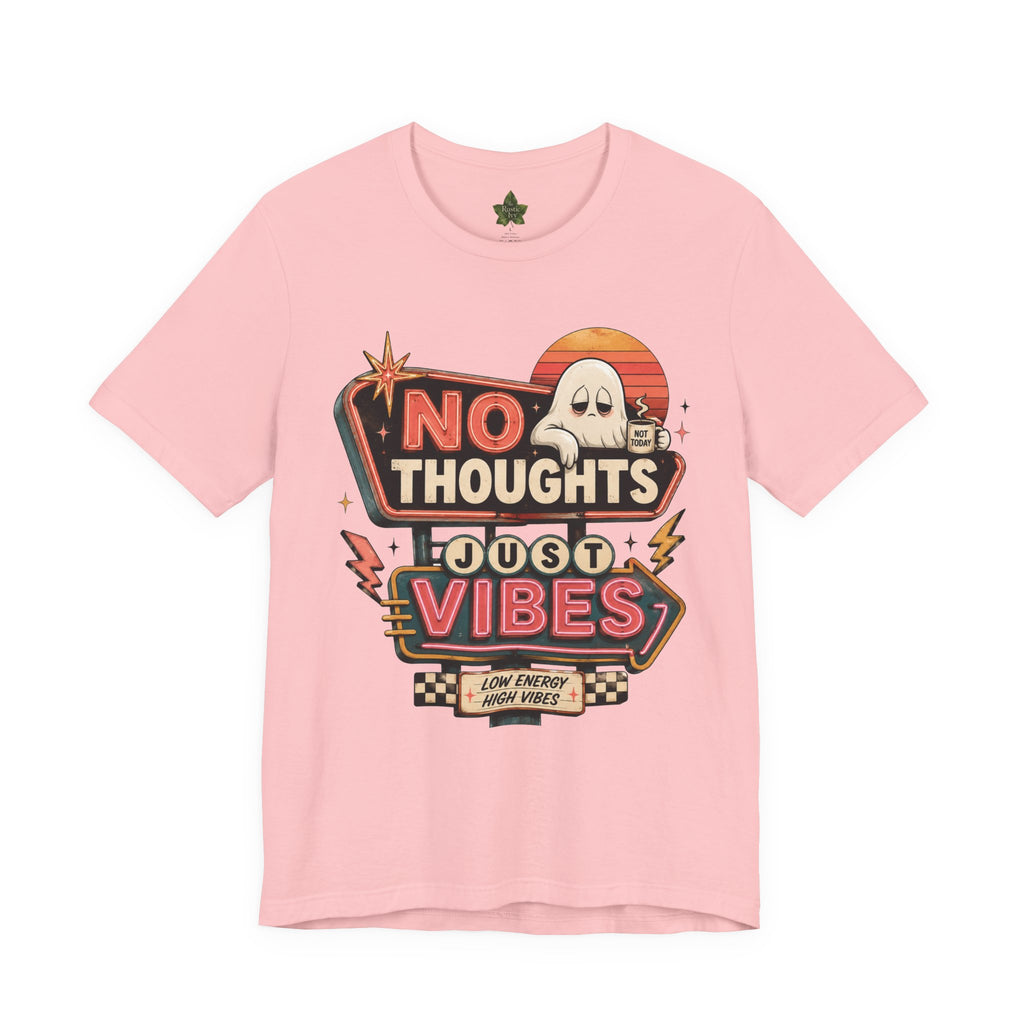 No Thoughts Just Vibes Ghost Shirt, Funny Retro Neon Tee