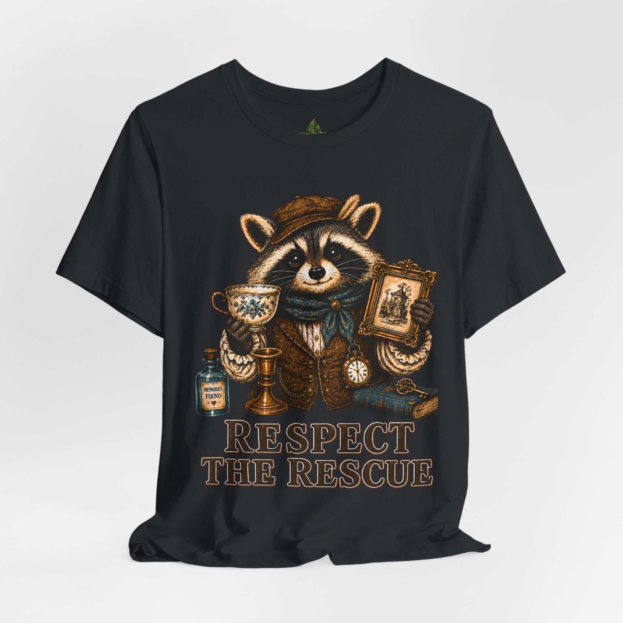 Respect The Rescue Raccoon Tee, Vintage Thrift Lover Shirt, Estate Sale Gift