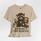 Respect The Rescue Raccoon Tee, Vintage Thrift Lover Shirt, Estate Sale Gift