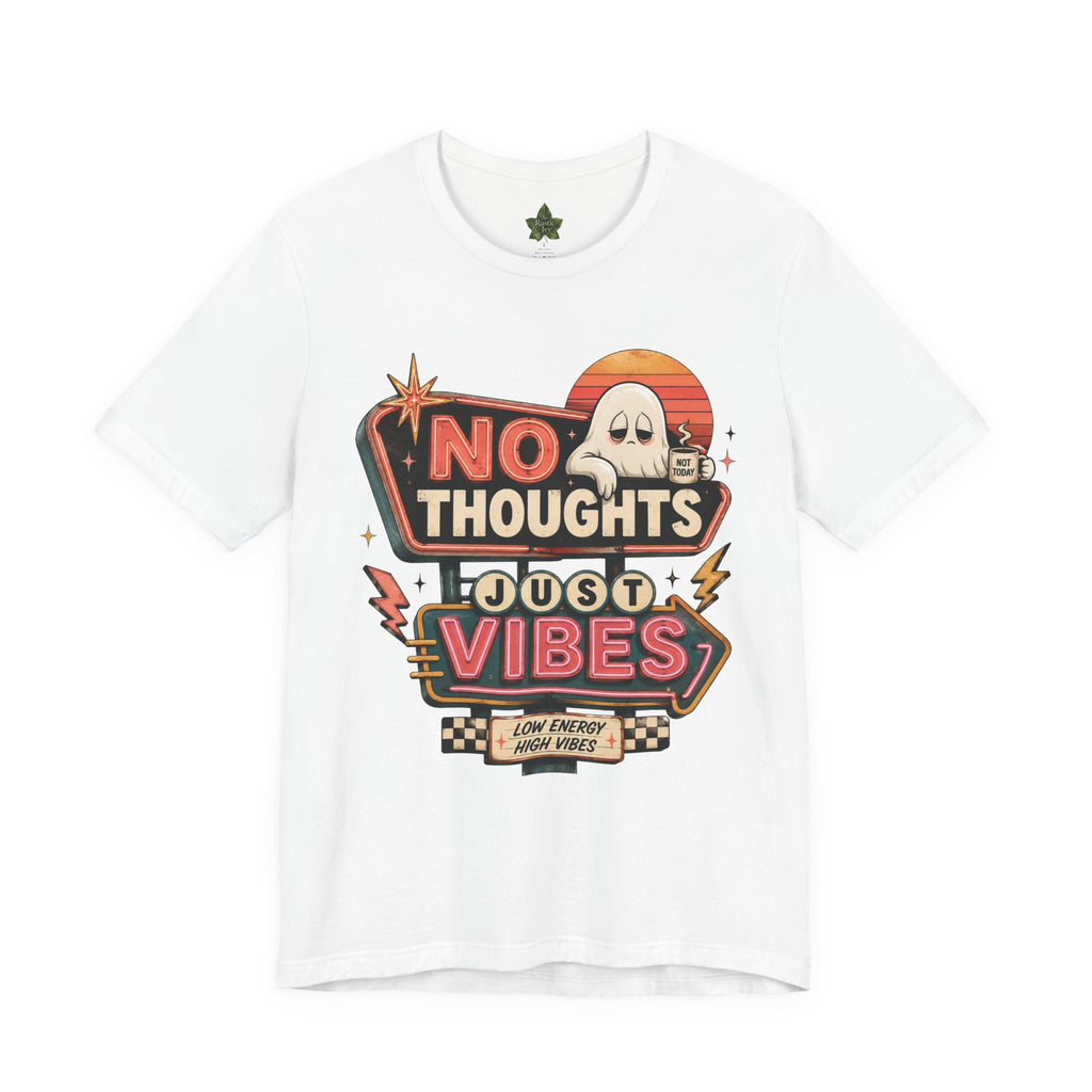No Thoughts Just Vibes Ghost Shirt, Funny Retro Neon Tee