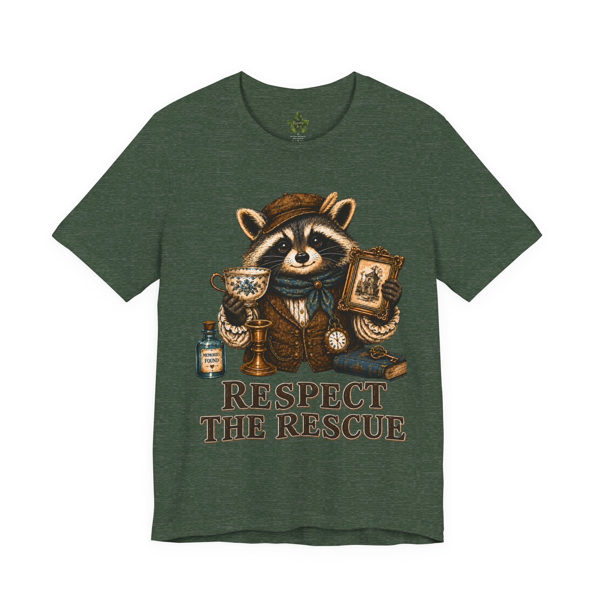 Respect The Rescue Raccoon Tee, Vintage Thrift Lover Shirt, Estate Sale Gift