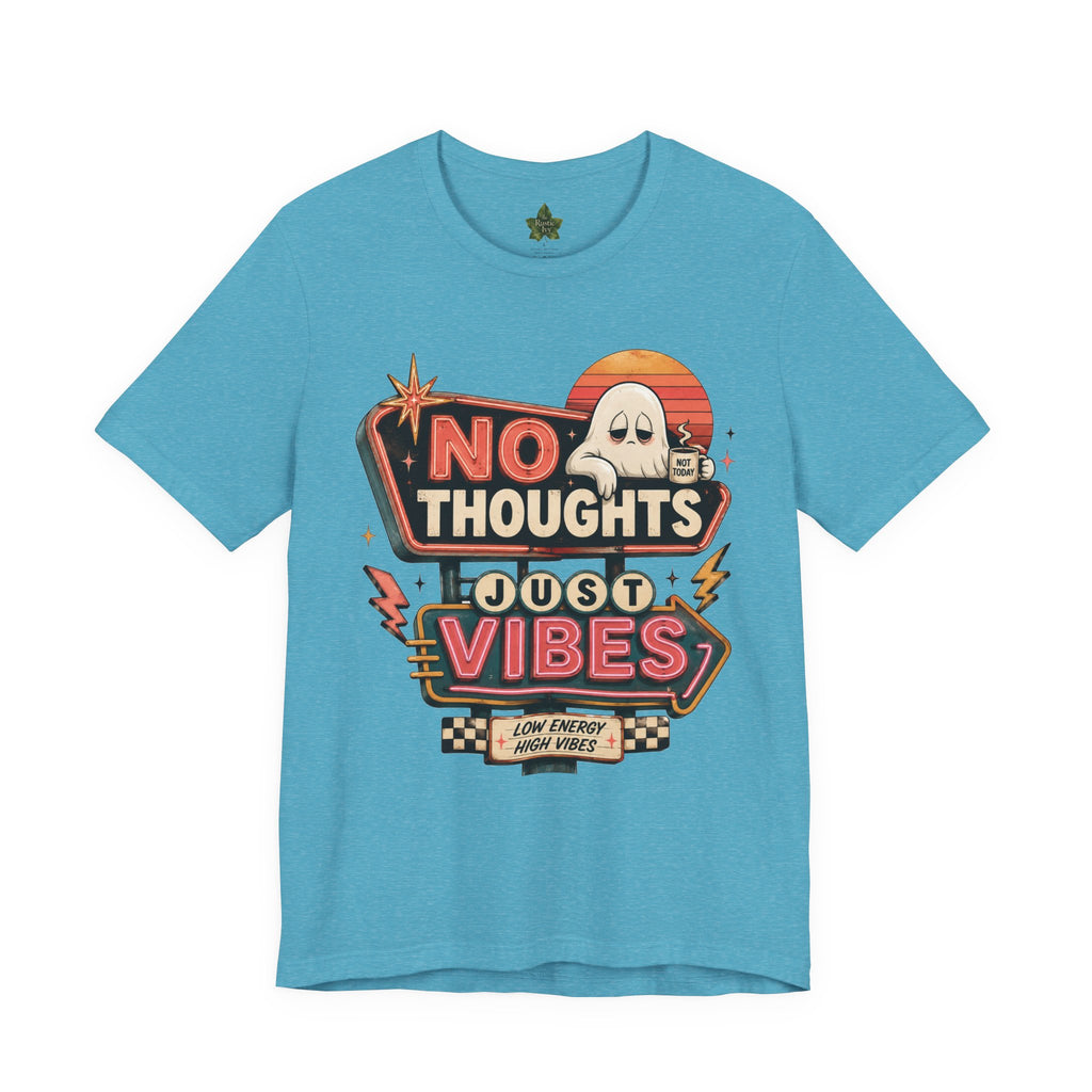 No Thoughts Just Vibes Ghost Shirt, Funny Retro Neon Tee
