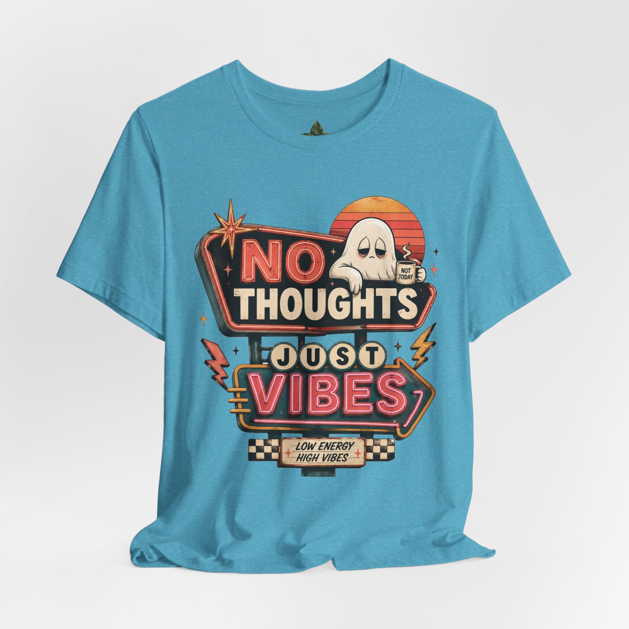 No Thoughts Just Vibes Ghost Shirt, Funny Retro Neon Tee