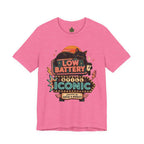 Low Battery Still Iconic Shirt, Black Cat Coffee Graphic Tee