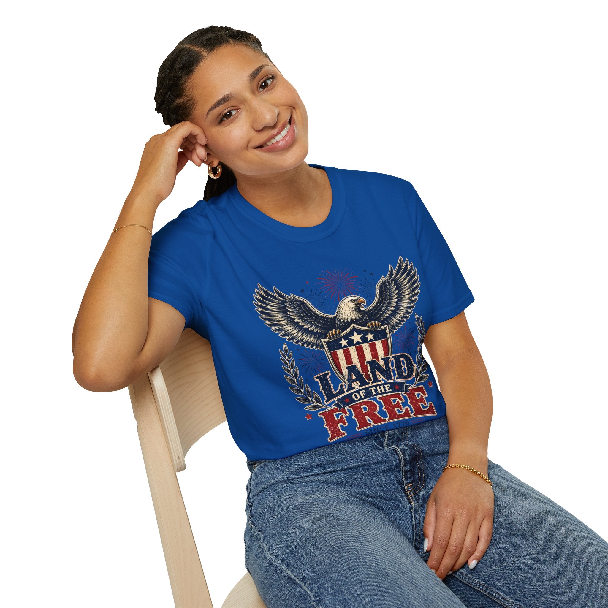 Title: Land of the Free Eagle Shirt, Patriotic 4th of July USA Tee
