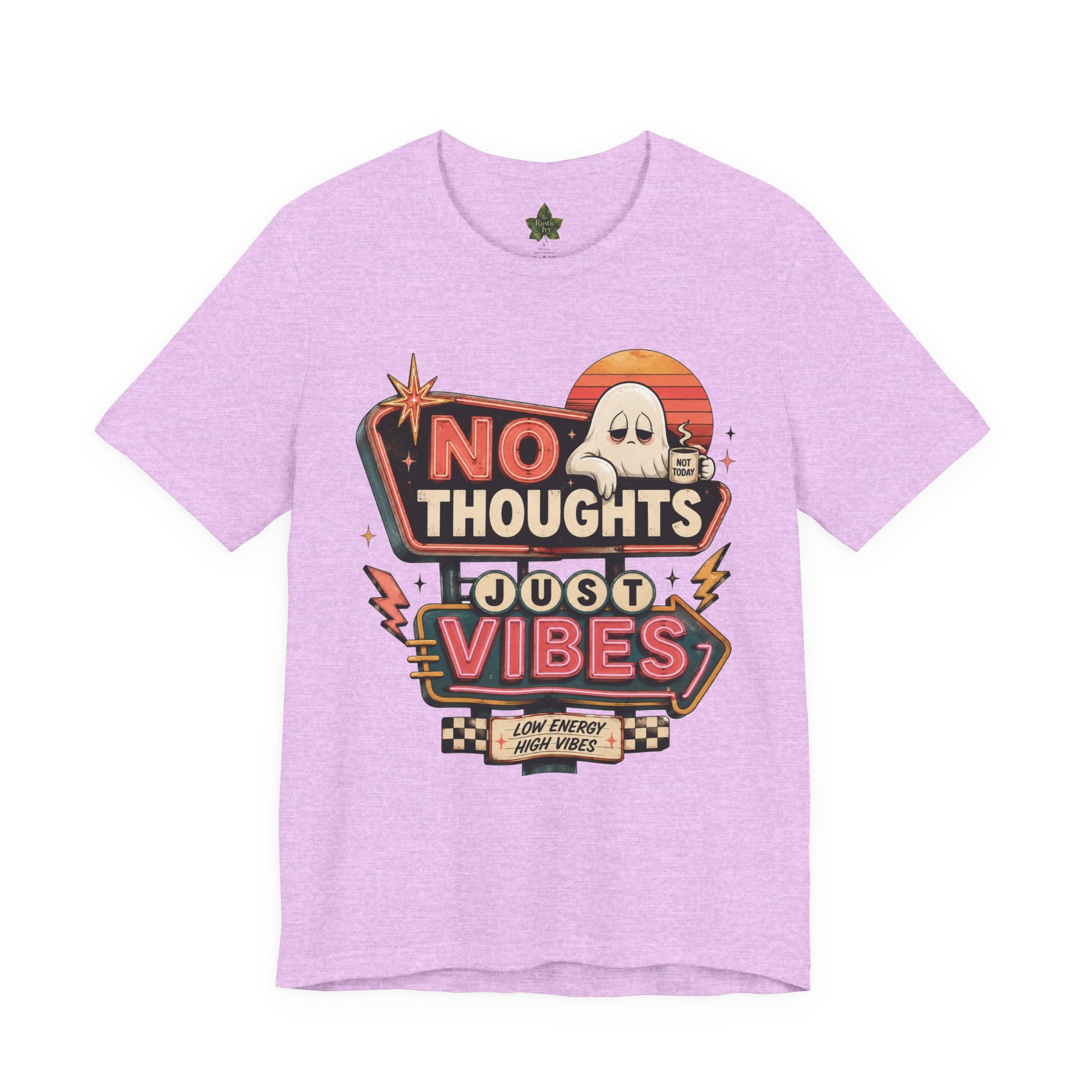 No Thoughts Just Vibes Ghost Shirt, Funny Retro Neon Tee