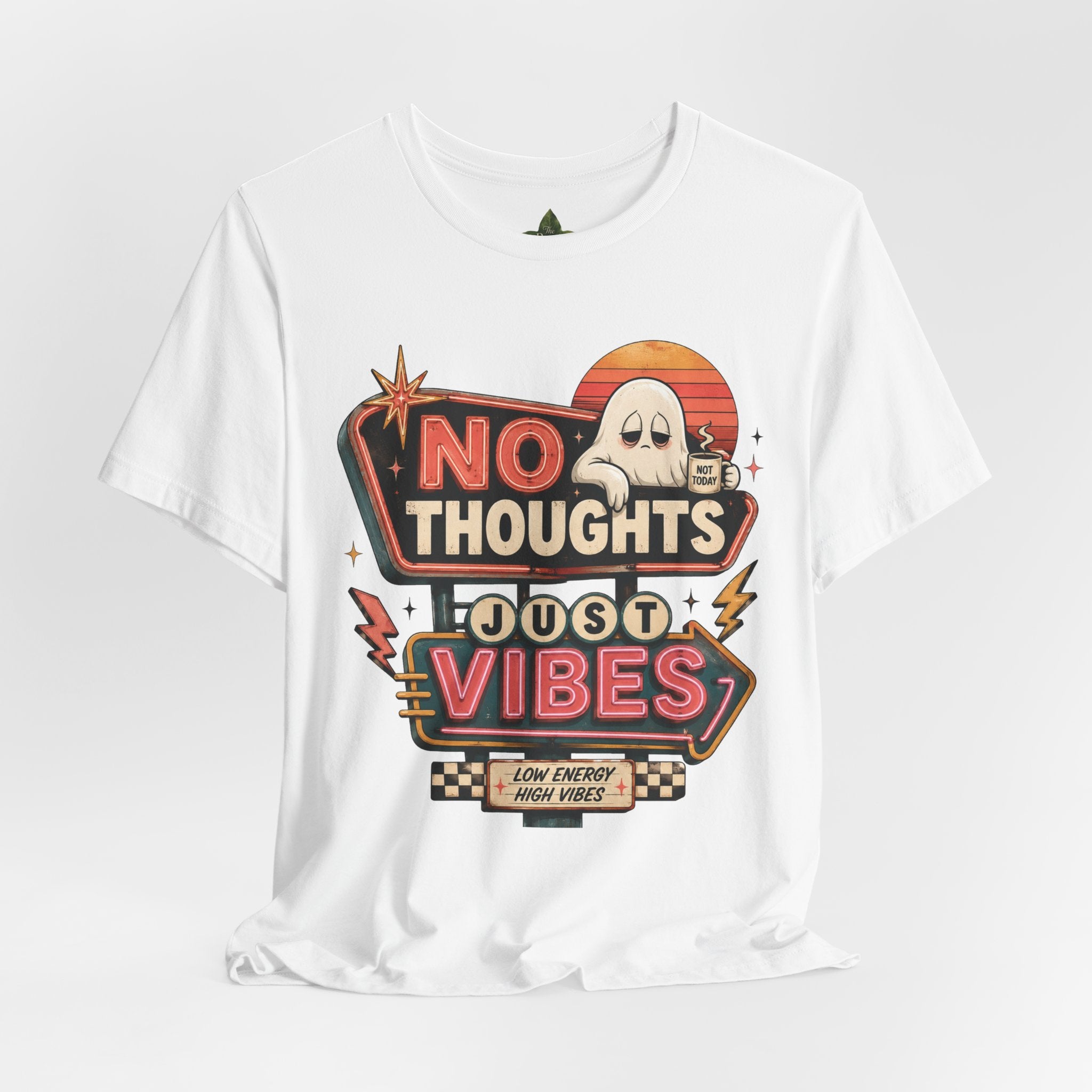 No Thoughts Just Vibes Ghost Shirt, Funny Retro Neon Tee