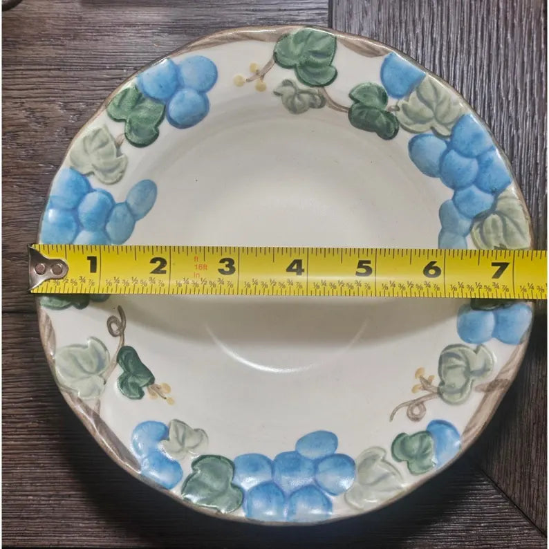 Set of 2 Vintage Metlox Poppytrail Blue Grape Bowls 7.25" California USA